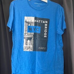 Aeropostale Men’s Bright Blue NYC Manhattan Bridge Graphic Tee